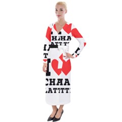 I Love Chai Latte Velvet Maxi Wrap Dress by ilovewhateva