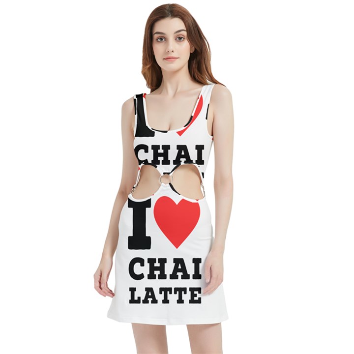 I love chai latte Velour Cutout Dress