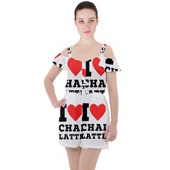 I Love Chai Latte Ruffle Cut Out Chiffon Playsuit by ilovewhateva