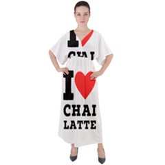 I Love Chai Latte V-neck Boho Style Maxi Dress by ilovewhateva