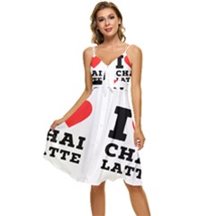 I Love Chai Latte Sleeveless Tie Front Chiffon Dress by ilovewhateva