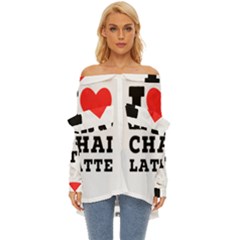 I Love Chai Latte Off Shoulder Chiffon Pocket Shirt by ilovewhateva