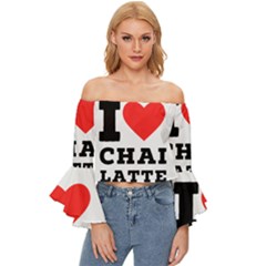 I Love Chai Latte Off Shoulder Flutter Bell Sleeve Top by ilovewhateva