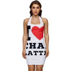 I Love Chai Latte Sleeveless Wide Square Neckline Ruched Bodycon Dress by ilovewhateva