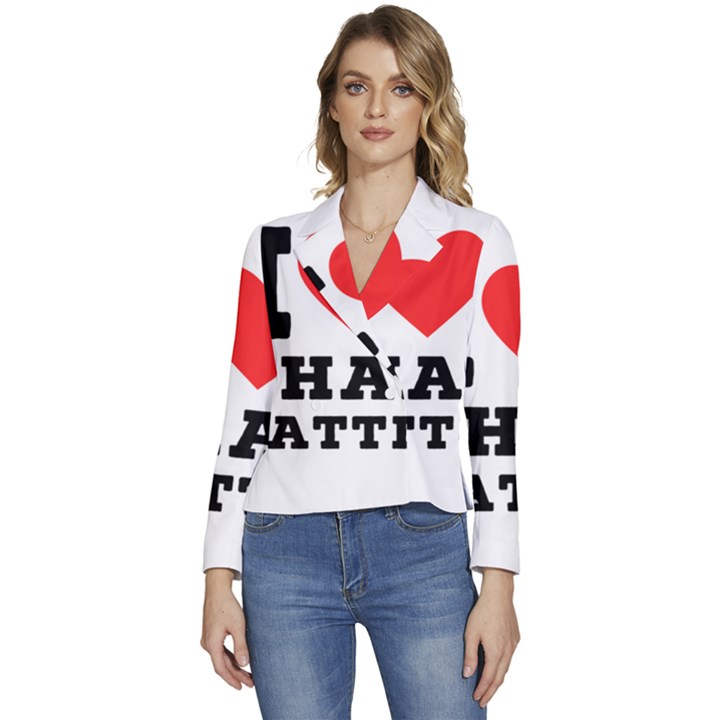 I love chai latte Women s Long Sleeve Revers Collar Cropped Jacket