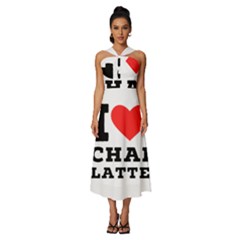 I Love Chai Latte Sleeveless Cross Front Cocktail Midi Chiffon Dress by ilovewhateva