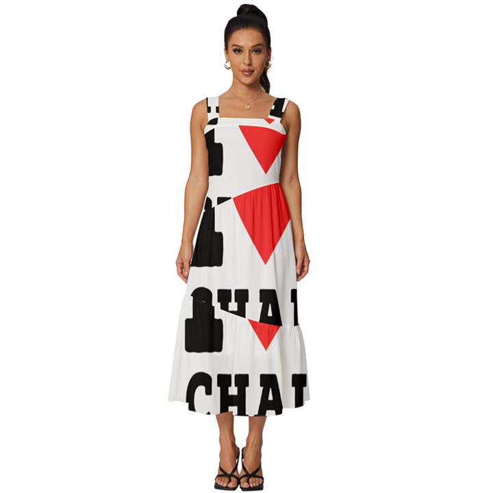 I love chai latte Square Neckline Tiered Midi Dress