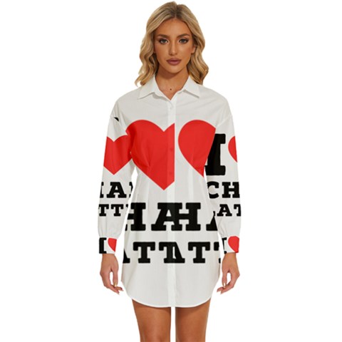 I Love Chai Latte Womens Long Sleeve Shirt Dress by ilovewhateva