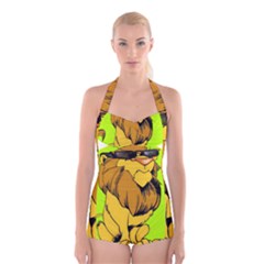 Lion Cartoon Parody Boyleg Halter Swimsuit  by danenraven