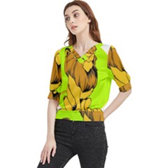 Lion Cartoon Parody Quarter Sleeve Blouse