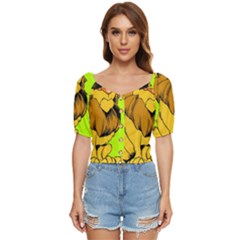 Lion Cartoon Parody Button Up Blouse