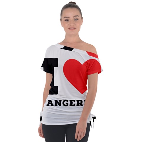 I Love Tangerine Off Shoulder Tie-up Tee by ilovewhateva