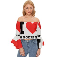 I Love Tangerine Off Shoulder Flutter Bell Sleeve Top by ilovewhateva