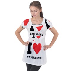 I Love Tamarind Puff Sleeve Tunic Top by ilovewhateva