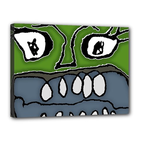 Extreme Closeup Angry Monster Vampire Canvas 16  X 12  (stretched) by dflcprintsclothing