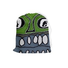 Extreme Closeup Angry Monster Vampire Drawstring Pouch (large) by dflcprintsclothing