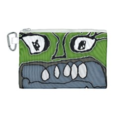 Extreme Closeup Angry Monster Vampire Canvas Cosmetic Bag (large) by dflcprintsclothing