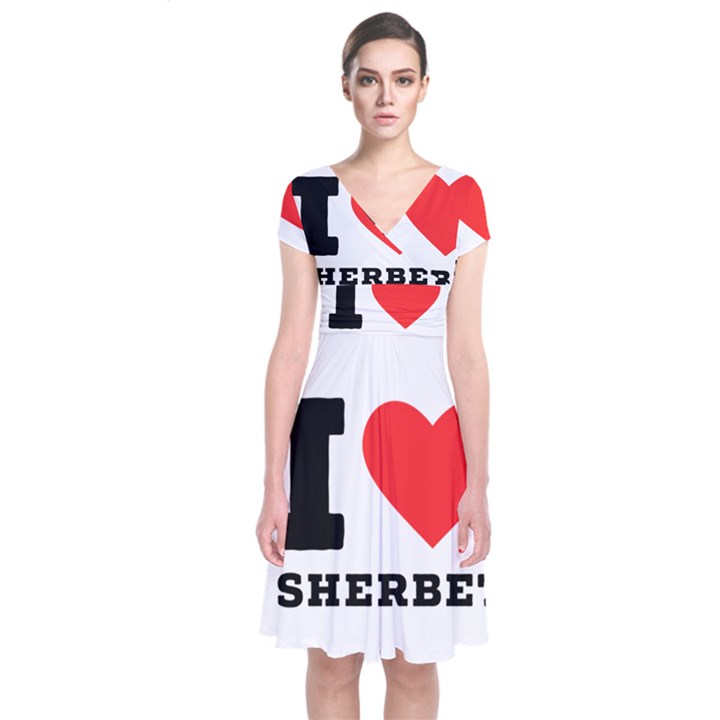 I love sherbet Short Sleeve Front Wrap Dress