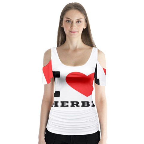 I Love Sherbet Butterfly Sleeve Cutout Tee  by ilovewhateva