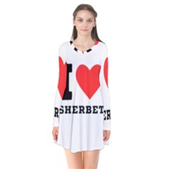 I love sherbet Long Sleeve V-neck Flare Dress