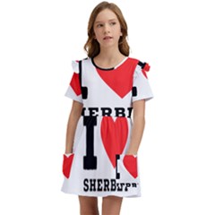 I love sherbet Kids  Frilly Sleeves Pocket Dress