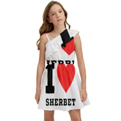 I love sherbet Kids  One Shoulder Party Dress