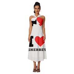 I love sherbet Sleeveless Cross Front Cocktail Midi Chiffon Dress