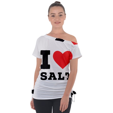 I Love Salt Off Shoulder Tie-up Tee by ilovewhateva