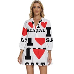 I Love Salt V-neck Placket Mini Dress by ilovewhateva