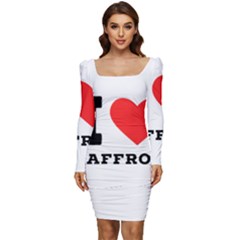 I Love Saffron Women Long Sleeve Ruched Stretch Jersey Dress by ilovewhateva