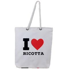 I Love Ricotta Full Print Rope Handle Tote (large) by ilovewhateva