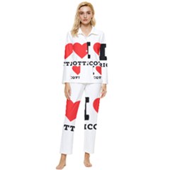 I Love Ricotta Womens  Long Sleeve Velvet Pocket Pajamas Set by ilovewhateva