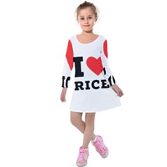 I Love Rice Kids  Long Sleeve Velvet Dress by ilovewhateva