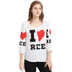 I Love Rice Chiffon Quarter Sleeve Blouse by ilovewhateva