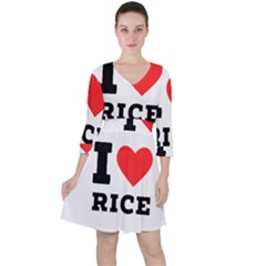 I Love Rice Quarter Sleeve Ruffle Waist Dress by ilovewhateva