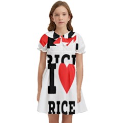 I Love Rice Kids  Bow Tie Puff Sleeve Dress by ilovewhateva