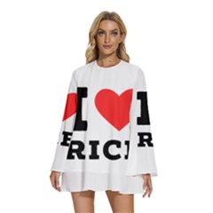 I Love Rice Round Neck Long Sleeve Bohemian Style Chiffon Mini Dress by ilovewhateva