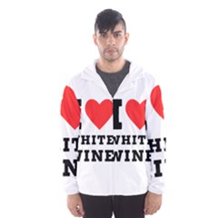 I Love White Wine Men s Hooded Windbreaker