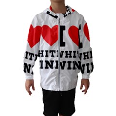 I Love White Wine Kids  Hooded Windbreaker by ilovewhateva