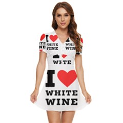 I Love White Wine V-neck High Waist Chiffon Mini Dress by ilovewhateva