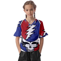 Grateful Dead Kids  V-neck Horn Sleeve Blouse by Mog4mog4