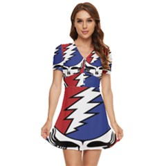 Grateful Dead V-neck High Waist Chiffon Mini Dress by Mog4mog4