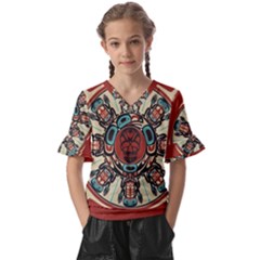 Grateful Dead Pacific Northwest Kids  V-neck Horn Sleeve Blouse by Mog4mog4