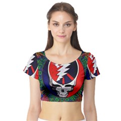 Grateful Dead Pattern Short Sleeve Crop Top by Mog4mog4