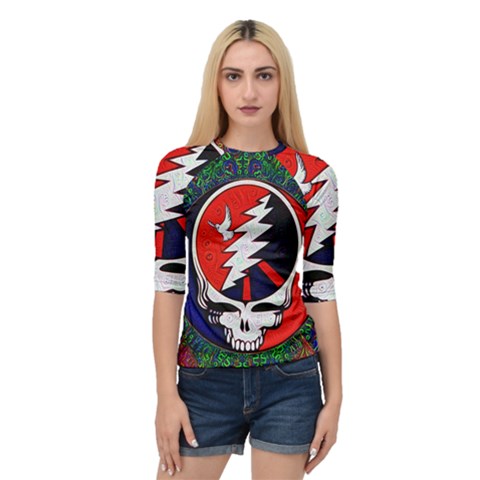 Grateful Dead Pattern Quarter Sleeve Raglan Tee by Mog4mog4