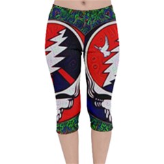 Grateful Dead Pattern Velvet Capri Leggings 