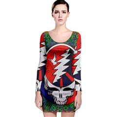 Grateful Dead Pattern Long Sleeve Bodycon Dress