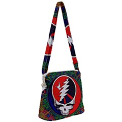 Grateful Dead Pattern Zipper Messenger Bag by Mog4mog4