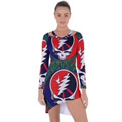 Grateful Dead Pattern Asymmetric Cut-out Shift Dress by Mog4mog4