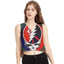 Grateful Dead Pattern V-Neck Cropped Tank Top View1